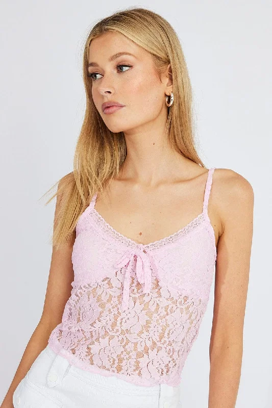 Pink Fitted Cami Lace