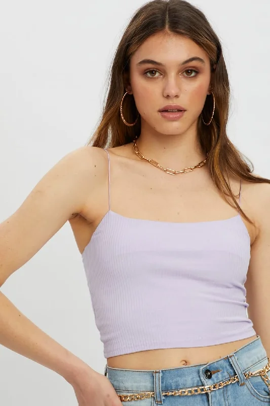 Purple Bungee Strap Scoop Neck Cami