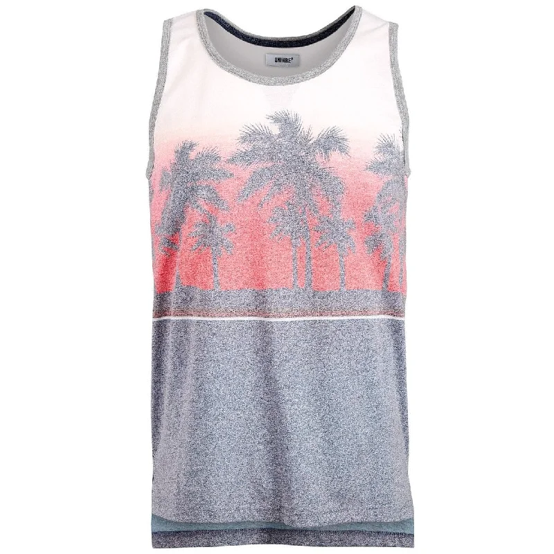 Split Hem Palm Men's Tank Blue Size Medium