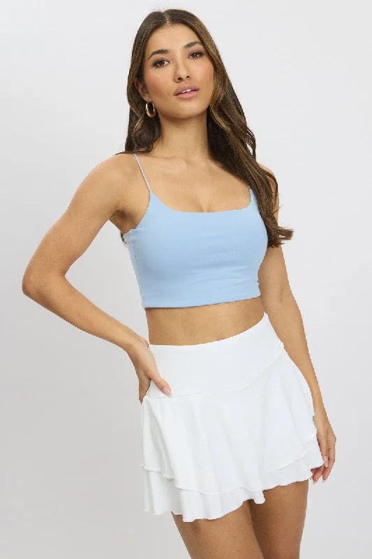 Blue Cropped Cami Top Supersoft