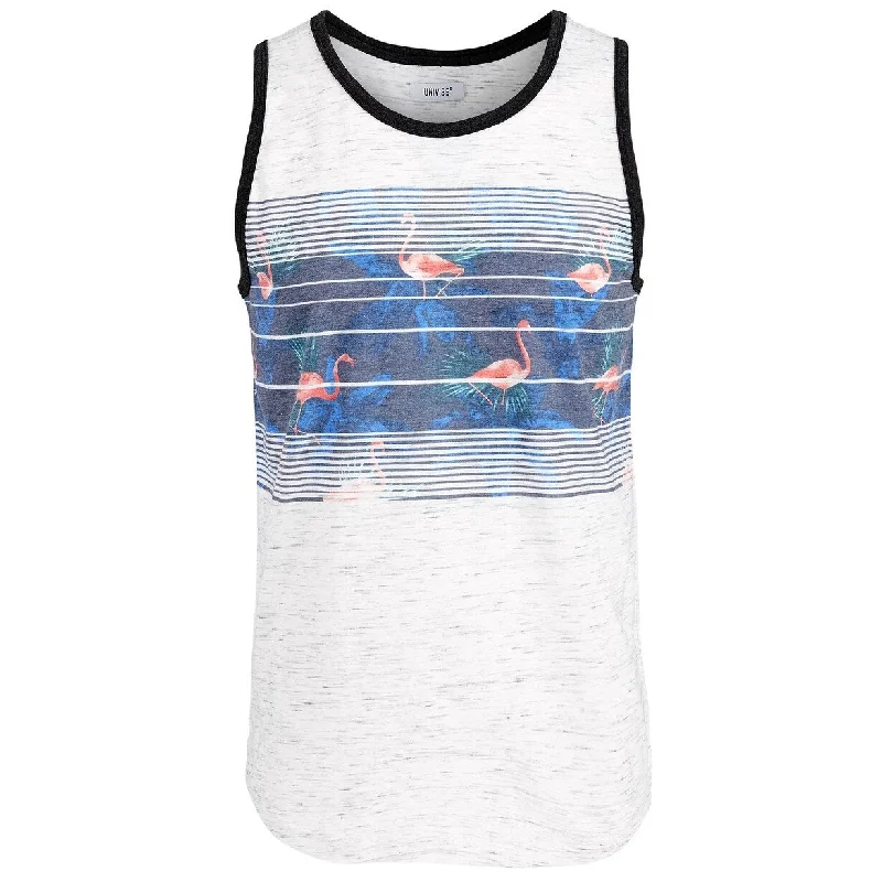 Univibe Men's Striped Flamingo Tank White Size Medium