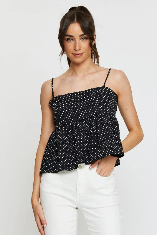 Polka Dot Cami Top Peplum