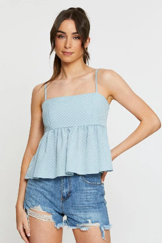 Polka Dot Cami Top Peplum