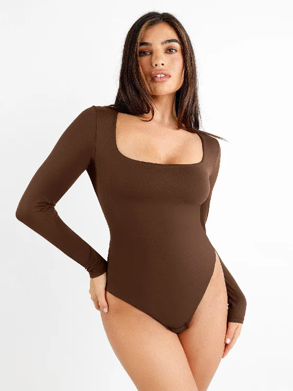 affordable women's long sleeve topsShapewear Cloudsense Long Sleeve Seamless Bodysuit