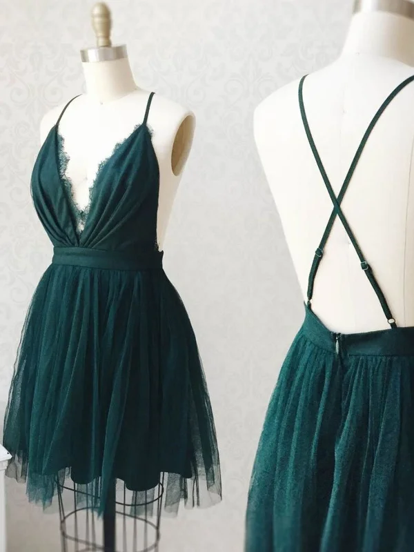 body-skimming party dressesCute V Neck Backless Green Short Prom Dresses, Backless Green Homecoming Dresses, Green Formal Graduation Evening Dresses SP2092