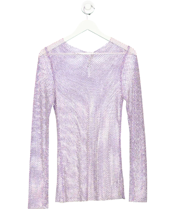 women's long sleeve tops with cold-shoulder designsFree People Purple Intimately Filter Finish Long Sleeve Top UK M