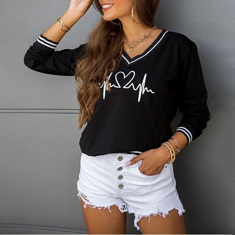 women's long sleeve tops with embroidery accentsJulia Fashion - Women Fashion Long Sleeve Casual Tops