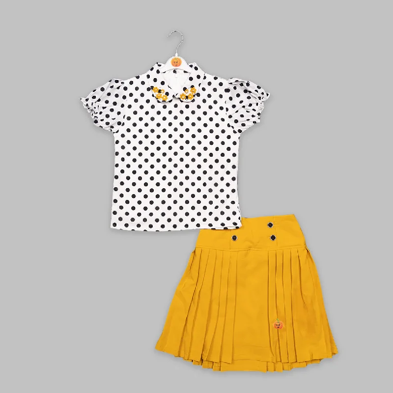 women's high-slit skirtsSkirt And Top For Kids With Dotted Patterns