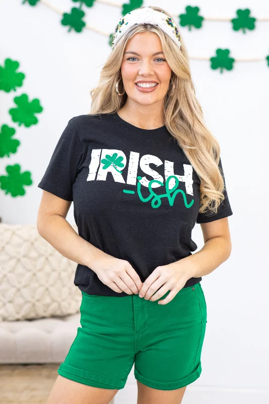 women's T-shirts with plus-size optionsBlack Irish-ish With Shamrock Graphic Tee