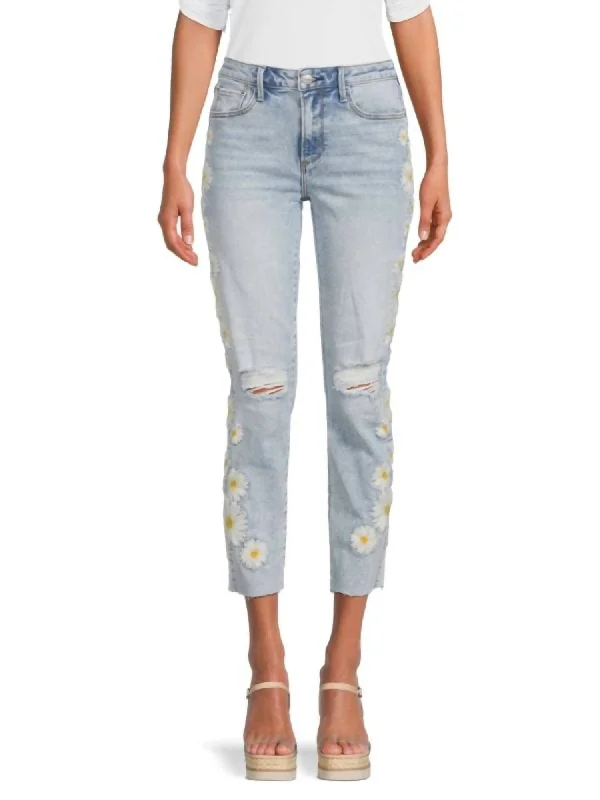 women's denim jeans for smart casualGizelle Daisy High Rise Cropped Jeans In Light Wash