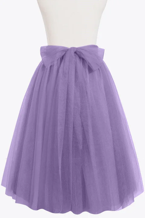 women's pleated skirtsLavender Tulle Bow Back A-Line Short Skirt