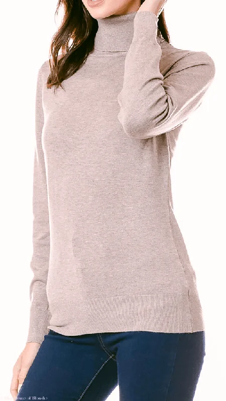 women's long sleeve tops with thermal liningClarissa Lightweight Long Sleeve Turtleneck Sweater(4 COLORWAYS)