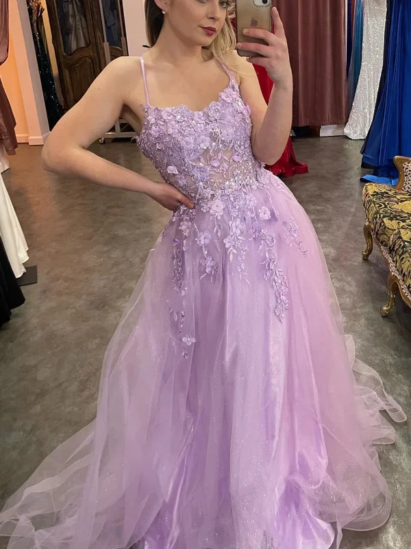 mini party dressesBeaded Lilac Lace Floral Long Prom Dresses, Lilac Lace Formal Dresses, Beaded Lilac Evening Dresses SP2787