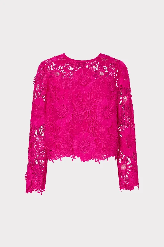 women's long sleeve tops with lightweight and breathable materialNori Long Sleeve Lace Top