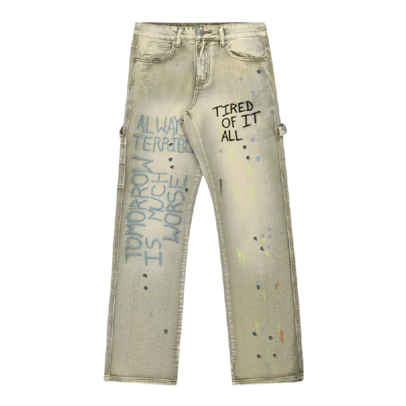 women's denim jeans for a flattering silhouetteDistressed Splash-Ink Embroidered Jeans