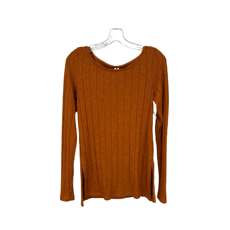 women's long sleeve tops with rufflesTop Long Sleeve By Anthropologie In Orange, Size: S