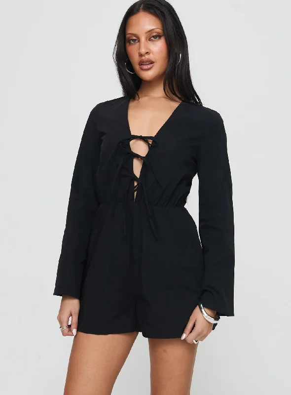 cozy women's long sleeve topsCassis Long Sleeve Playsuit Black