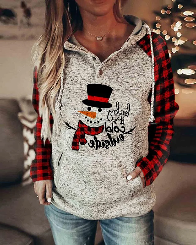 women's long sleeve tops with V-necksJulia Fashion - Women Long Sleeve Christmas snowman Casual Hoodies