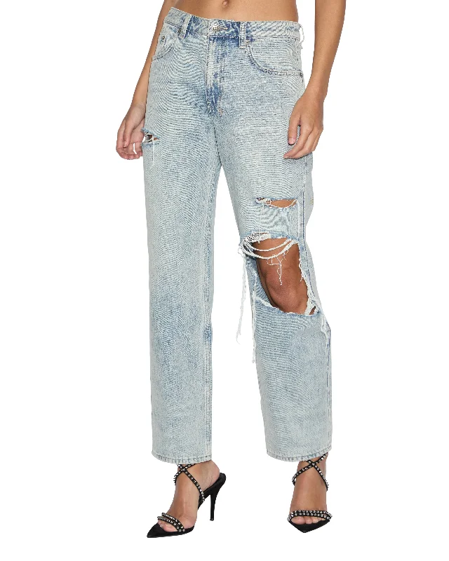 women's denim jeans with distressed thighsBROOKLYN JEAN WORN THRASHED