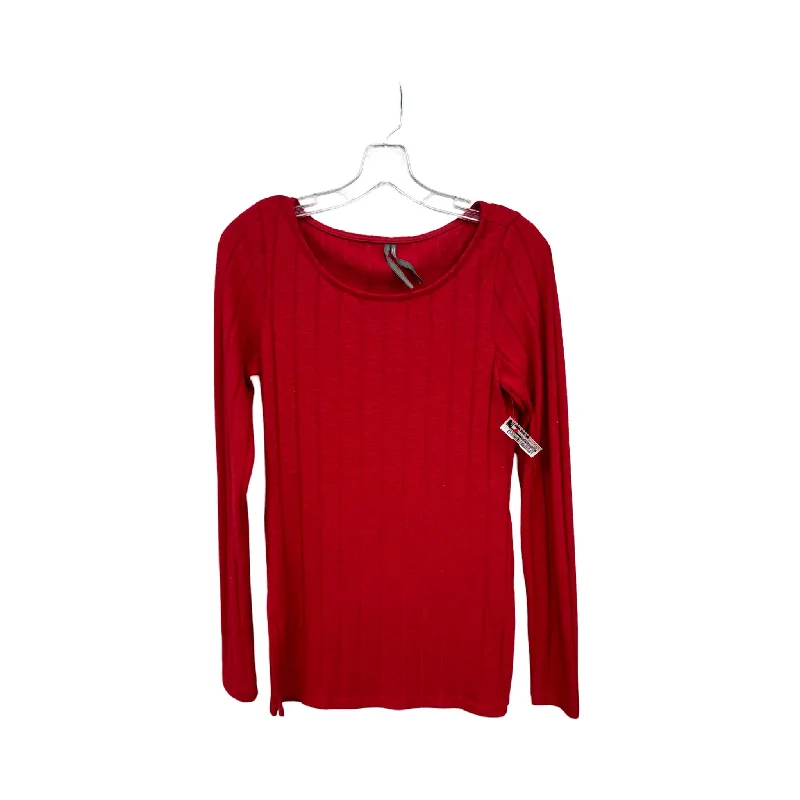 women's long sleeve tops with peplum hemsTop Long Sleeve By Anthropologie In Red, Size: S