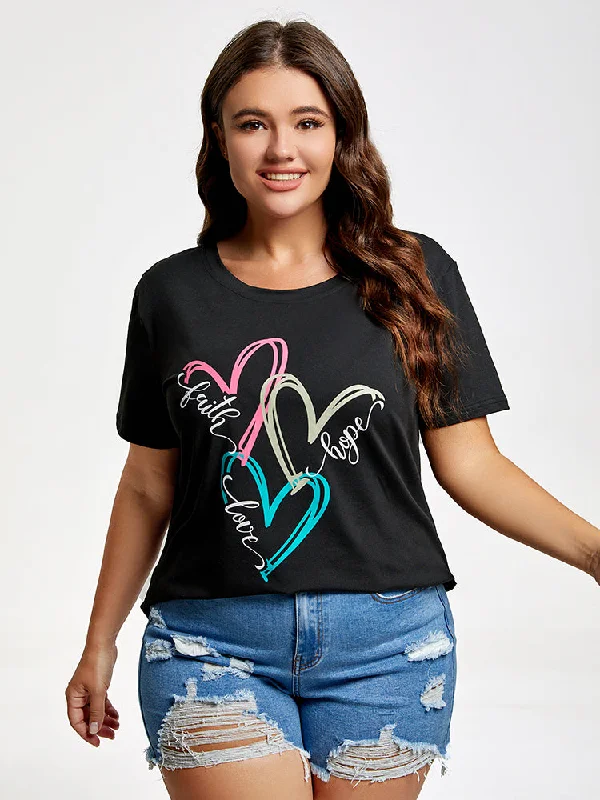 casual women's T-shirtsPlus Faith Hope Love Heart Graphic Tee