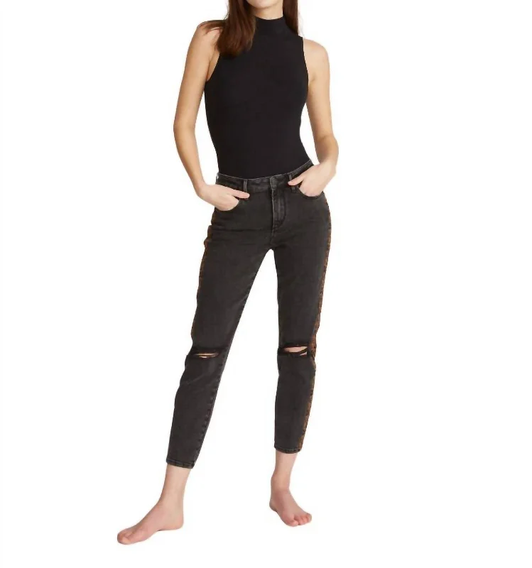 women's denim jeans for a cozy dayGizelle Girlfriend Skinny Jeans In Black