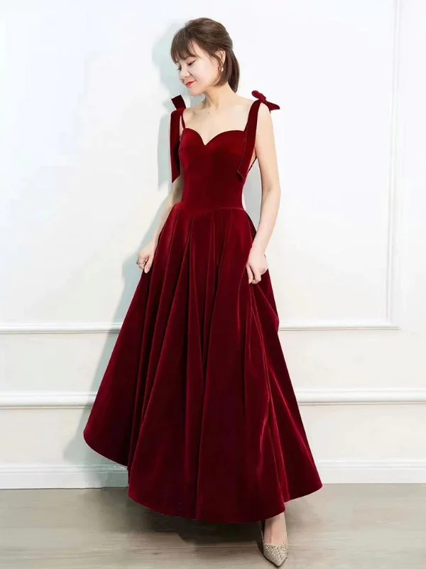 cotton party dressesSweetheart Neck Burgundy Velvet Long Prom Dresses, Long Burgundy Velvet Formal Graduation Evening Dresses SP2795