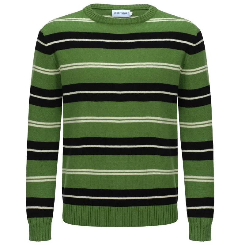 women's long sleeve tops with artistic printsMen's Retro Pinstripe Casual Green Long Sleeve Sweater