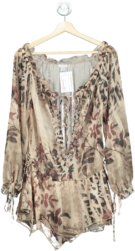 women's long sleeve tops with ribbon tiesJaded London Floral Long Sleeve Romper UK 6