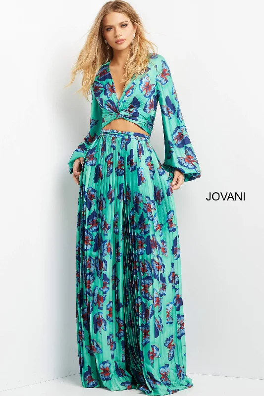 women's long sleeve tops with thermal liningPrint Long Sleeve Two Piece Set by Jovani 07202