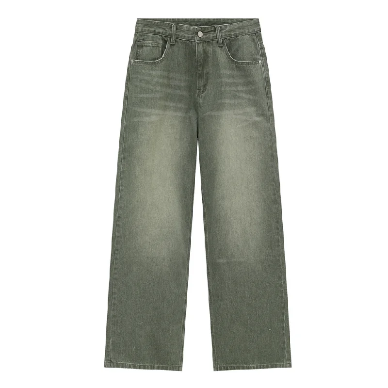 women's denim jeans with embroideryGreen Washed Jeans