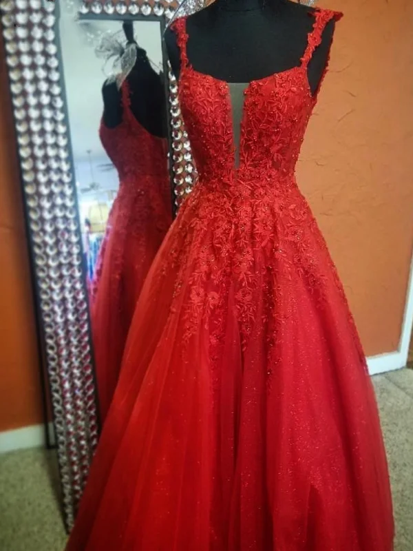 sustainable party dressesV Neck Open Back Red Lace Long Prom Dresses, Long Red Lace Formal Dresses, Red Evening Dresses SP2668