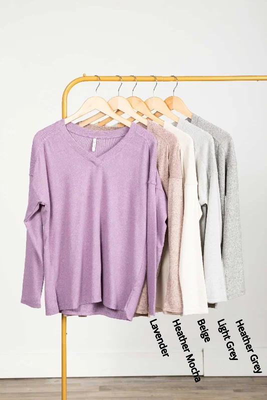 women's long sleeve tops with V-necksUltra Soft V-Neck Long Sleeve Knit Top