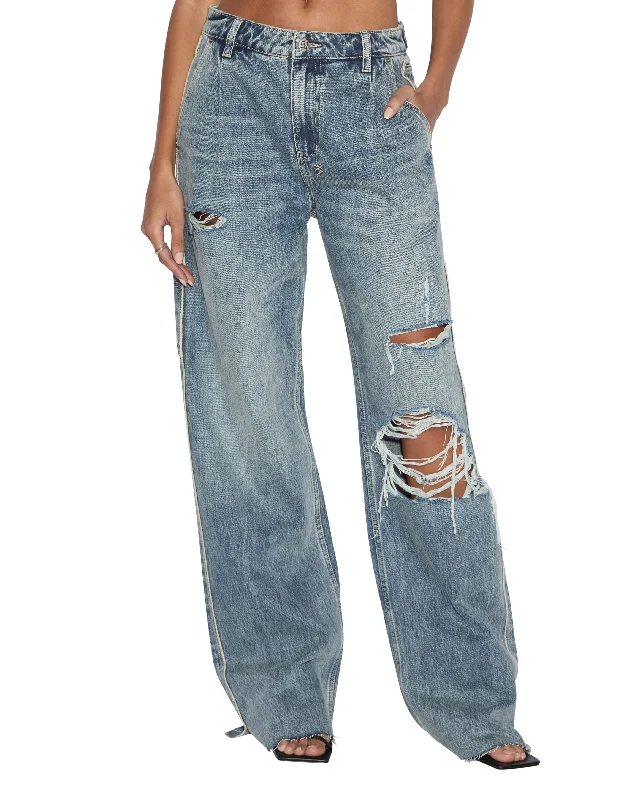 women's denim jeans with functional pocketsLOW RIDER TUCK FRAYED