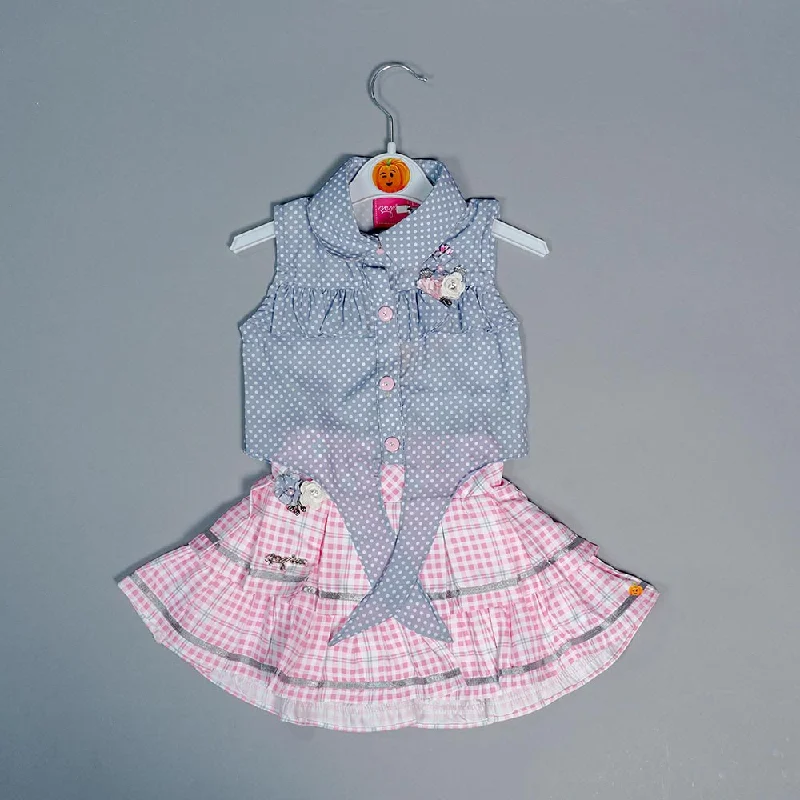 women's tulip skirtsSkirt And Top For Kids In Grey Color