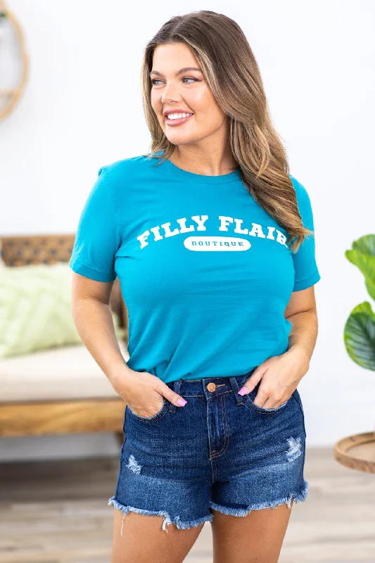 women's T-shirts with sustainable productionTurquoise Filly Flair Graphic Tee