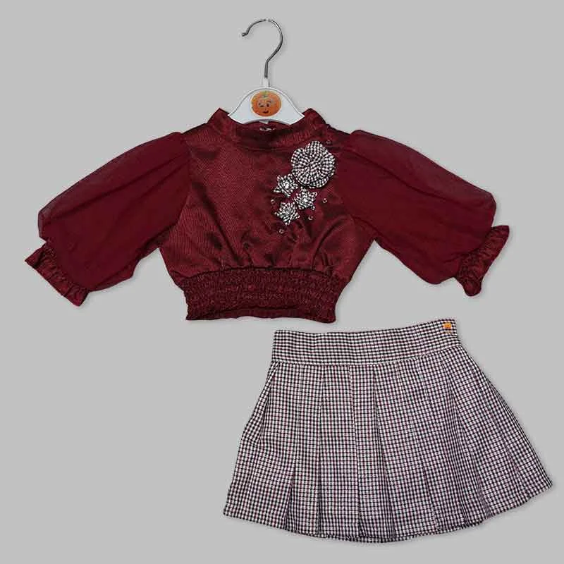 women's satin skirtsBlack-Maroon Skirt & Top for Kids