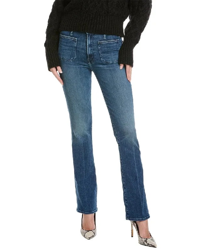 women's ankle-length denim jeansMOTHER The Patch Pocket Insider Sneak High-Rise Caving In Bootcut Jean