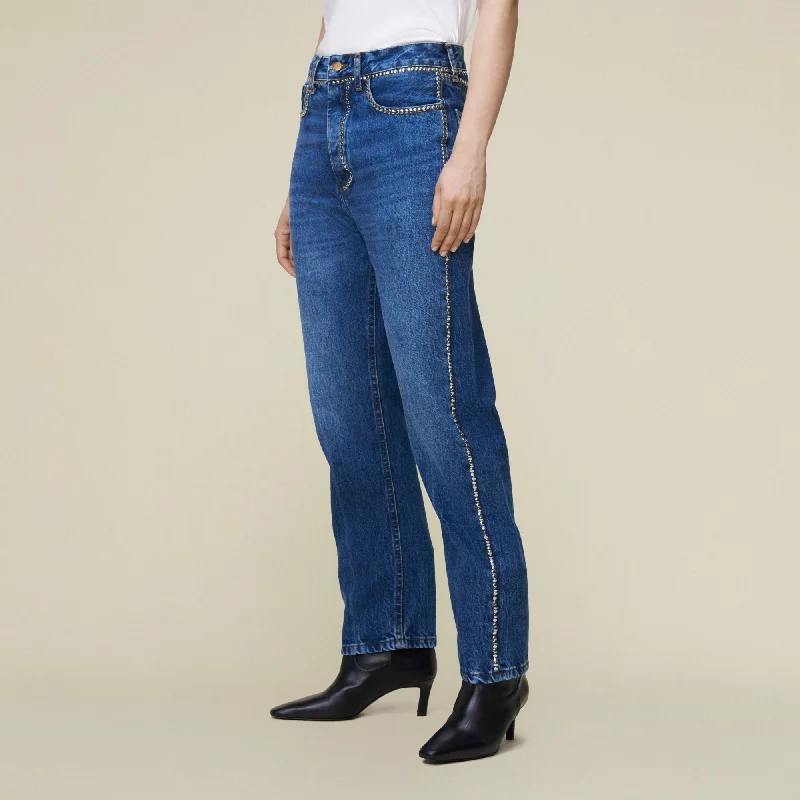 women's light denim jeansDana Jackson Rivet - Mid Rise Straight Fit