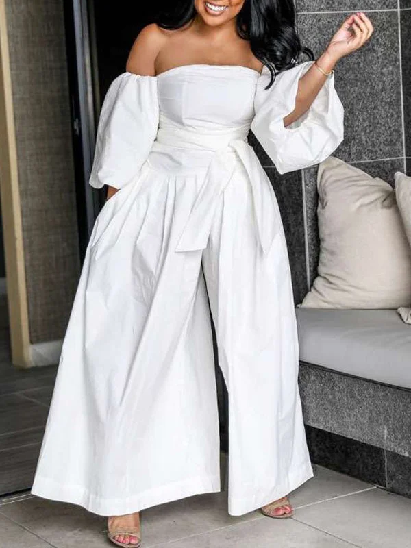 women's jumpsuits made of cottonOff-Shoulder Wide-Leg Jumpsuit