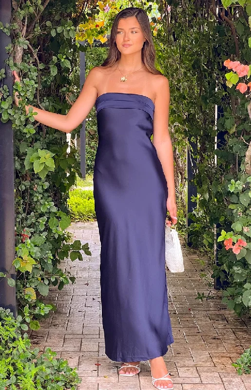 maxi dresses with lace-up detailsMaiah Navy Maxi Dress