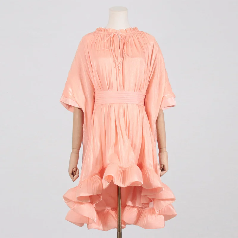 cute and flirty Mimi dresses for a playful touchRound Neck Mid Sleeve Ruffle Mini Dress KLYF900