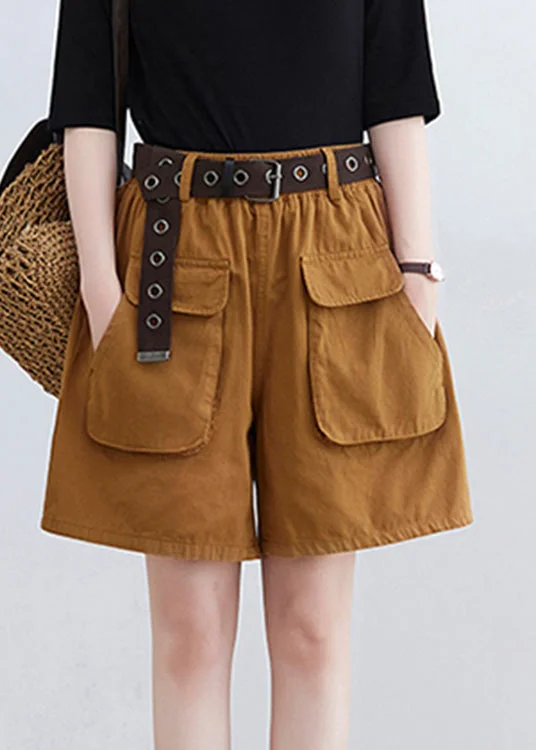 women's adventure shortsFine Yellow Patchwork Sashes Shorts Summer