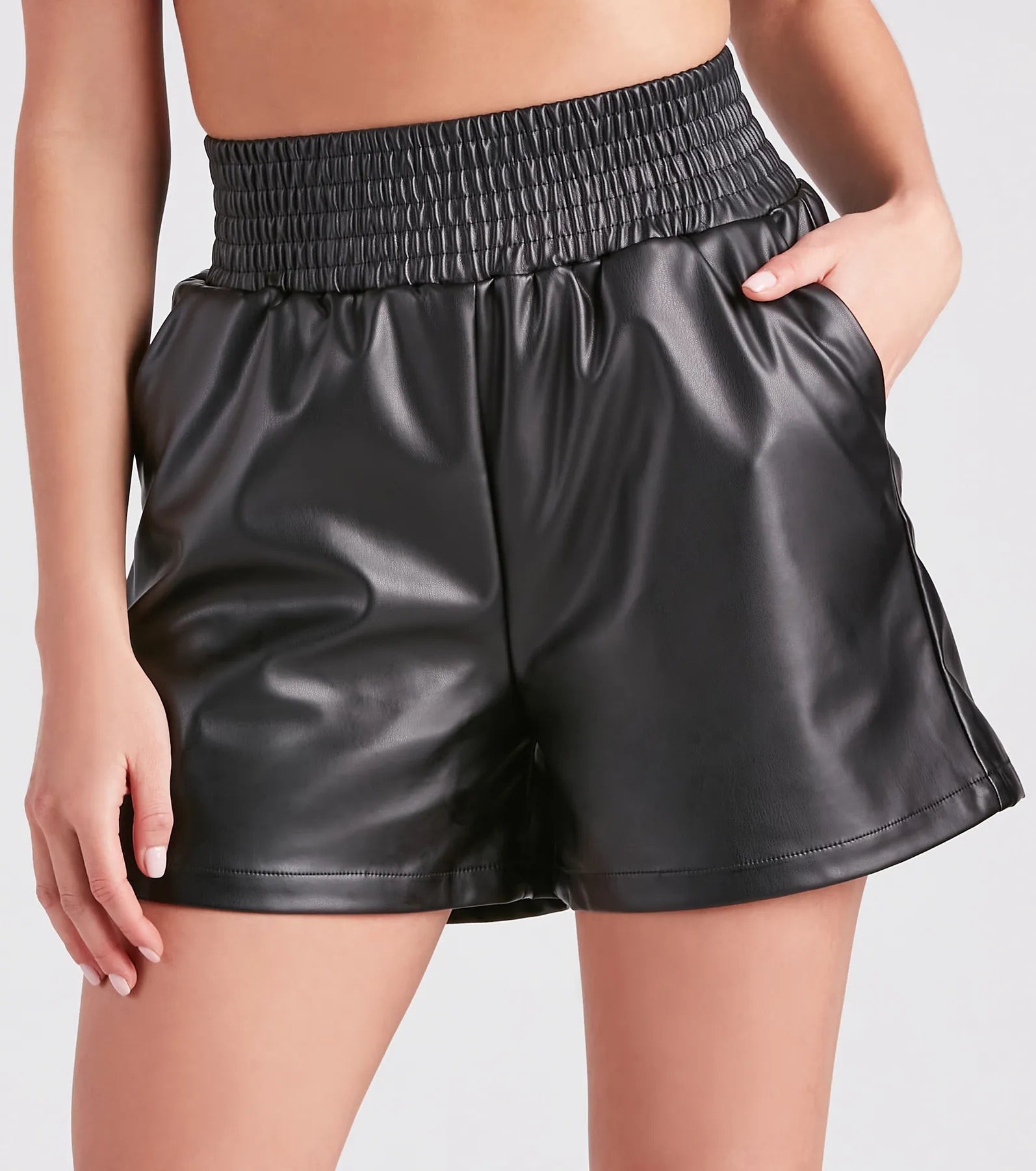 women's party shortsDouble-Take Faux Leather Jogger Shorts