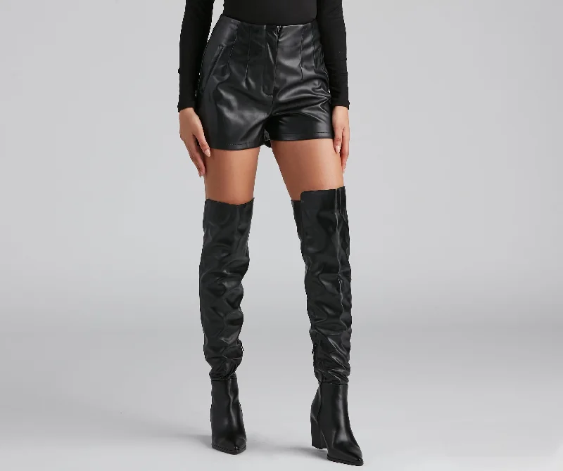 women's spandex shortsSleek Look Faux Leather Shorts