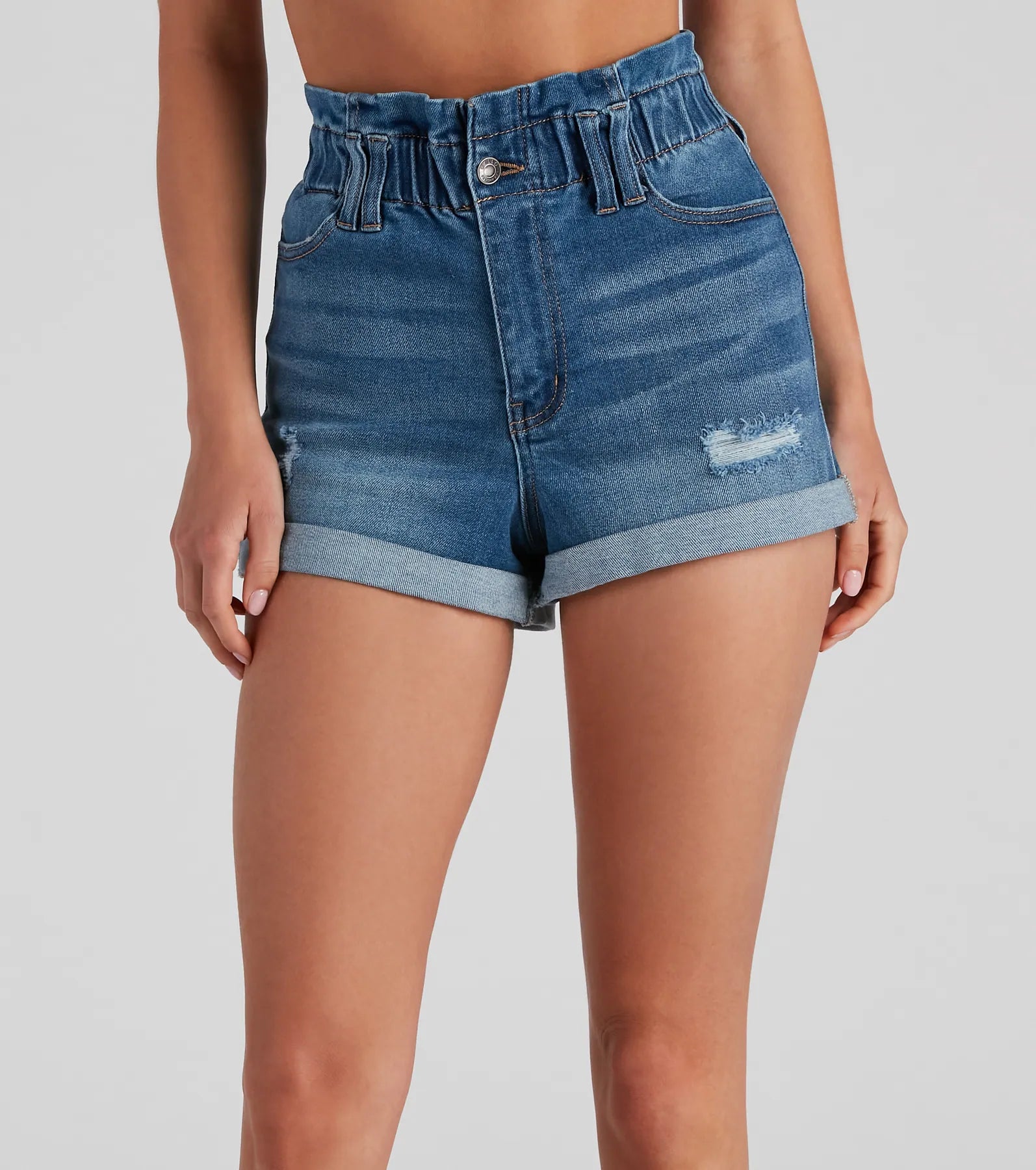 women's dressy denim shortsIn The Bag High Rise Denim Shorts