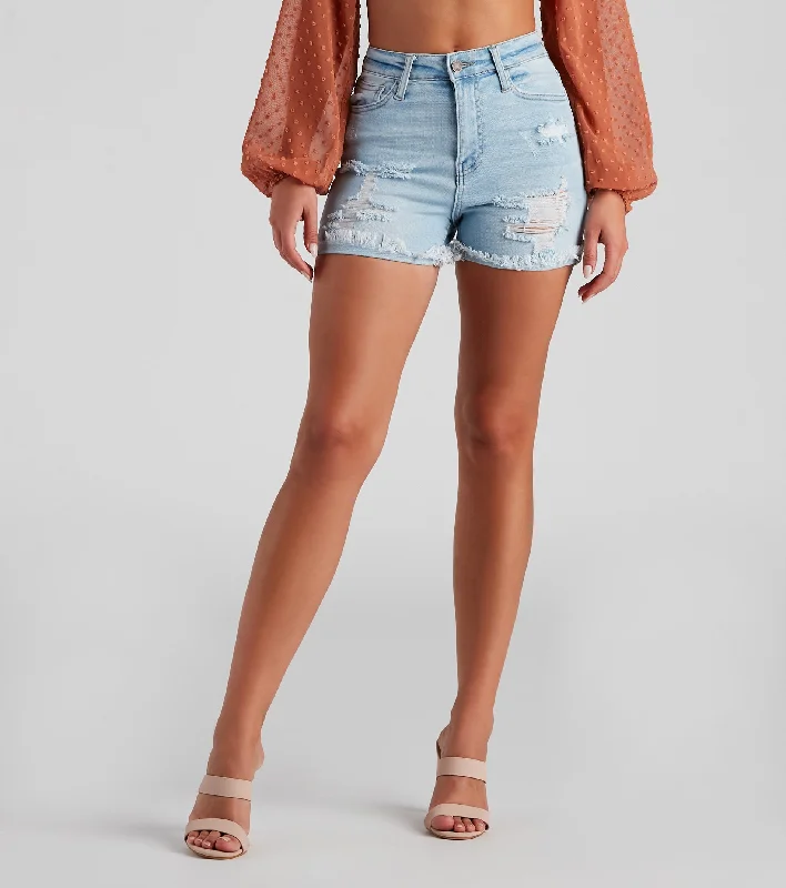 women's casual shortsChloe High Rise Distressed Denim Shorts By Windsor Denim