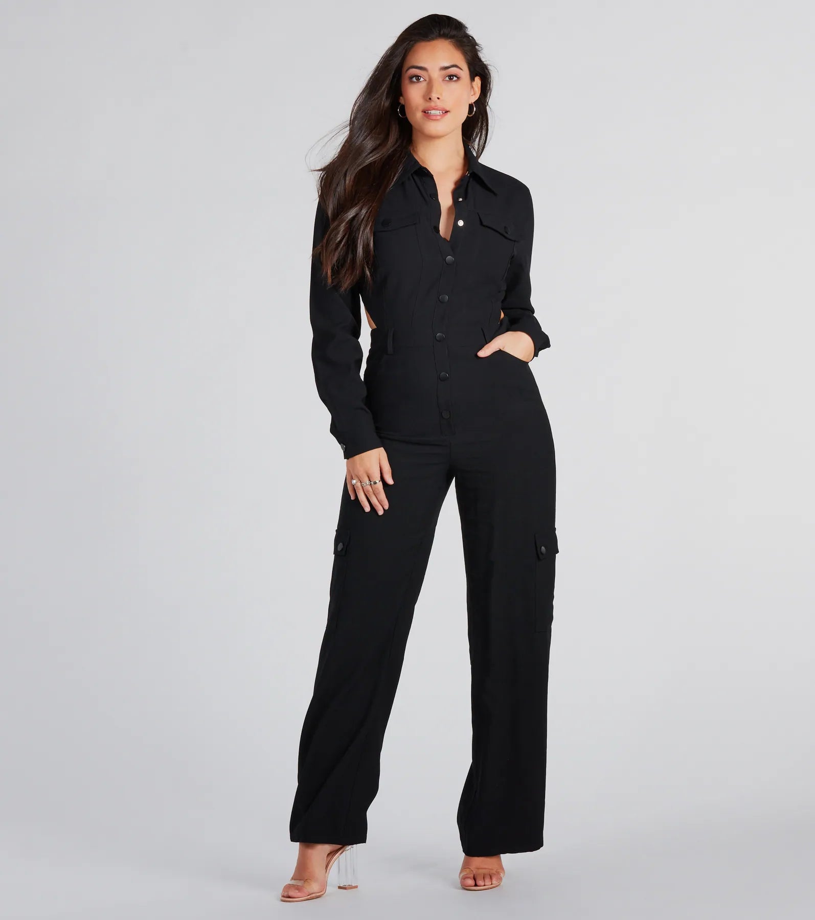 women's jumpsuits for dancingOpen To Fun Long Sleeve Backless Jumpsuit