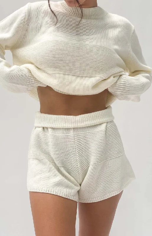 women's ripped shortsWinslee White Knit Shorts