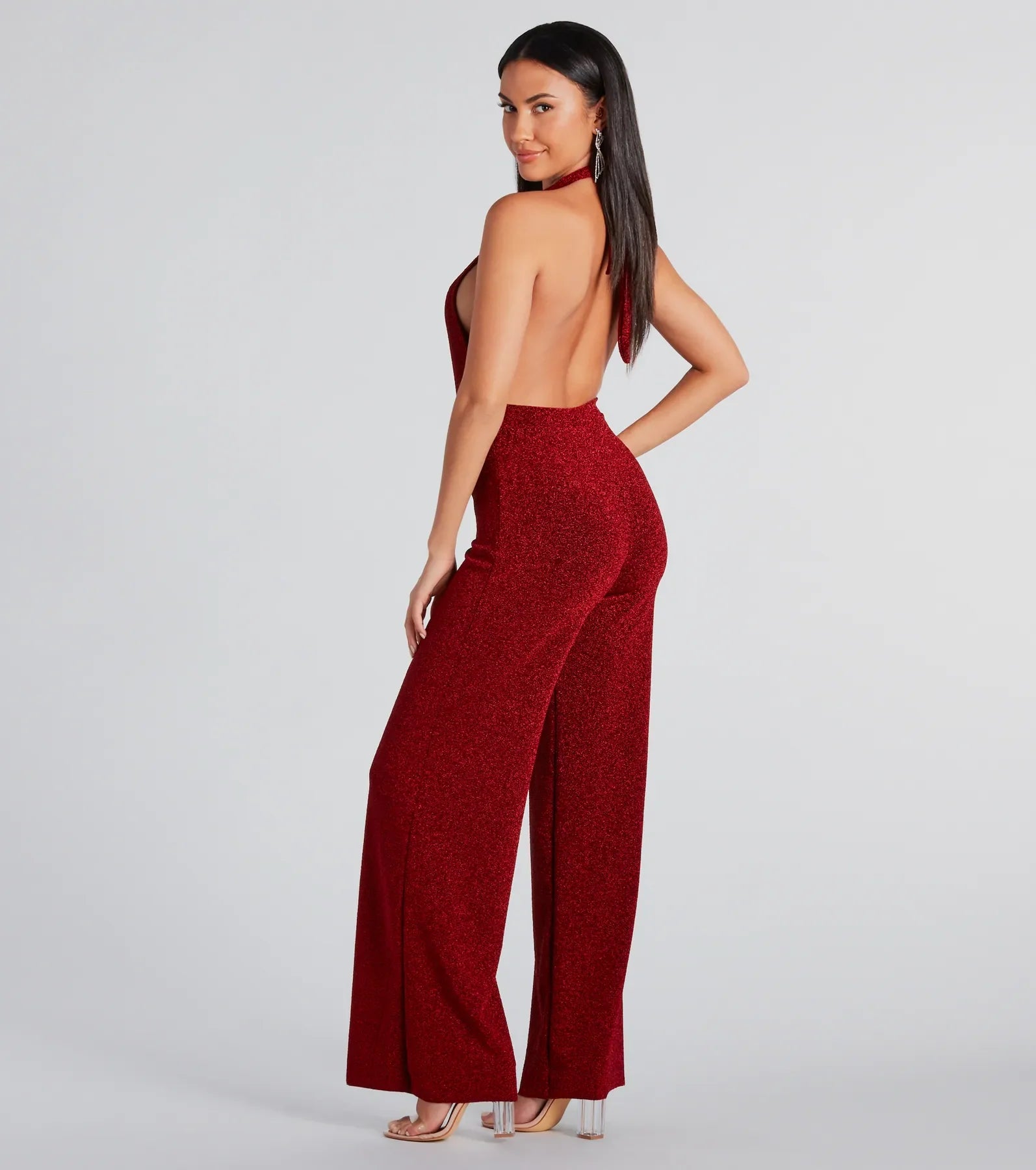 women's jumpsuits for yogaSpark Of Glamour Halter Backless Jumpsuit